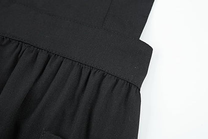 Hyzrz Retro Adjustable Ruffle Aprons with Pockets for Women Girls Vintage Cross Back Pinafore Dress Maid Costume Apron