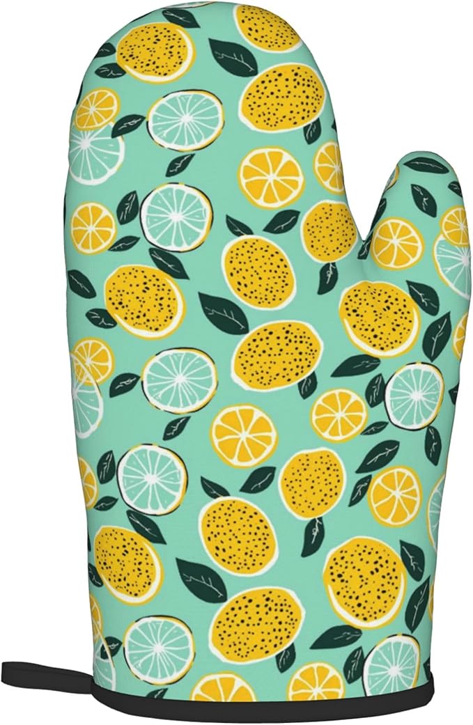 Lemon Pot Holders and Oven Mitts - Summer Teal Lime Refreshing Oven Glove Hot Pads for Kitchen Chef Gifts for Cooking Lover Cooks - Image 8