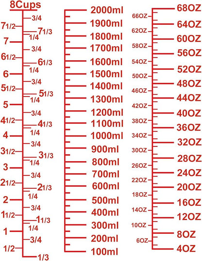 High Borosilicate Glass Measuring Cup-V-Shaped Spout，Glass Measuring Beaker for Kitchen or Restaurant, Easy to Read, 2000 ML (64 Oz, 8Cup) - Image 5