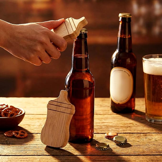 Vesici 24 Pcs Magnetic Wood Bottle Opener 2.5" DIY Bamboo Baby Bottle Shape Beer Opener Baby Shower Favors Wooden Beer Openers Fridge Refrigerator Magnet Gift for Guests Wedding Party Souvenirs - Image 4