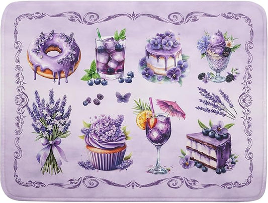 Purple Coffee Matt for Counter Sweet Dish Drying Mats for Dessert Lover Large Size Absorbent 18 X 24 In by Giwawa