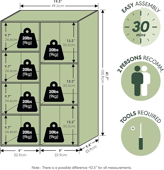Furinno LUDER Book Shelf, 7-Cube Bookshelf, Bookcase with Open Shelves, 9.4 x 19.5 x 41.7, Easy Assembly, for Living Room, Bedroom, Home Office, White/Light Blue - Image 3