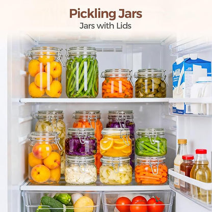 ComSaf Set of 6 Square Glass Jars with Airtight Wire Clamp Lids (17 Oz), Wide Mouth Pantry Canisters for Overnight Oats, Jam, Pickling, Spice Storage, Gifts - Image 5