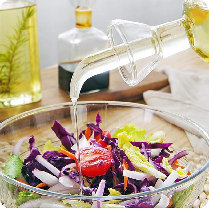 LandHope Oil Bottle Glass Olive Oil Dispenser Bottle Glass Cooking Oil Vinegar Measuring Dispenser With Spout for Kitchen and BBQ (500 ml/17 oz) - Image 3