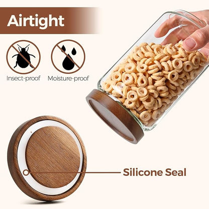 ComSaf 3Pcs (1.7Qt) Airtight Glass Pasta Storage Containers with Acacia Wood Lids, Tall Pantry Storage Container for Organizing Spaghetti and Pasta, Thick Glass Spaghetti Container with Pasta Labels - Image 7