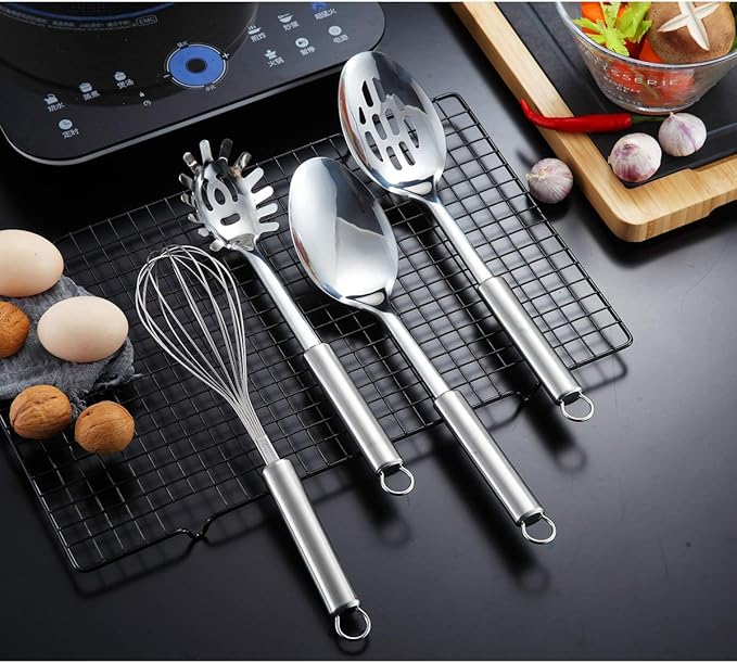 Berglander Cooking Utensil Set 12 Piece Stainless Steel Kitchen Tool Set, Include Cooking Spoon, Spatula, Whisk, Cooking Tong and etc (12 Pieces) - Image 6