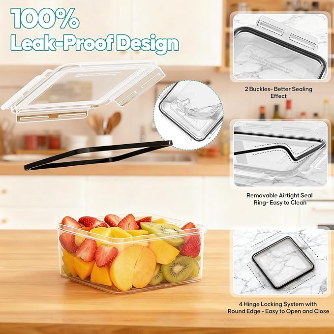 TOPCHASE 40 PCS Food Storage Containers with Lids Airtight (20 Containers & 20 Lids) - Plastic Food Containers for Kitchen Storage Reusable BPA-Free Leakproof Meal Prep Container with Labels & Pen - Image 4