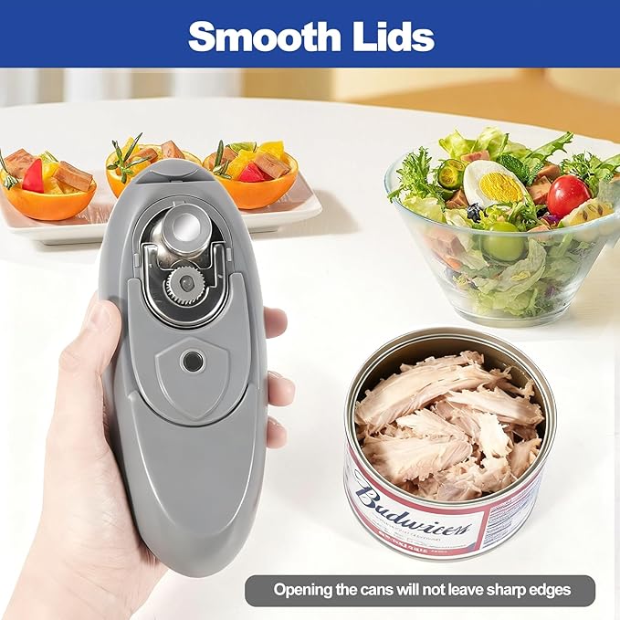 Rechargeable Electric Can Opener for Seniors with Arthritis, Handsfree Automatic Can Opener Electric with Smooth Edge, Magnet Lid Lifter, Fits Almost Can Sizes, Can Opener for Kitchen (Black & Grey) - Image 5