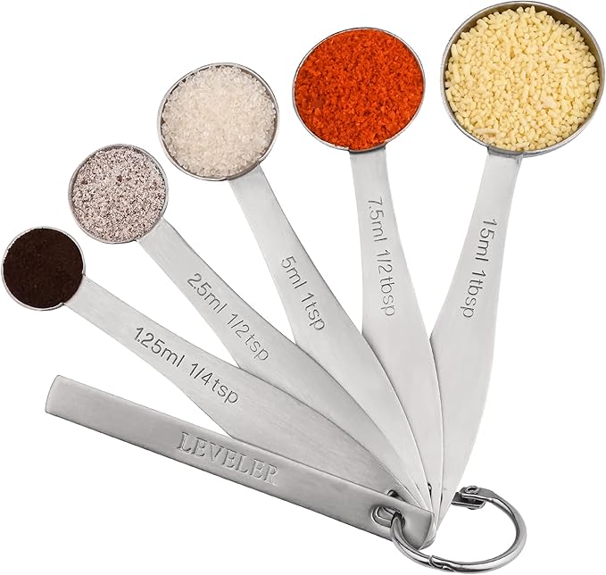 Measuring Cups and Spoons, 12 Piece Metric & US 18/8 Stainless Steel Measuring Cup and Spoon Set, Dry Metal Measuring Cups Spoons & Leveler & Measure Equivalents for Kitchen & Baking - Image 5