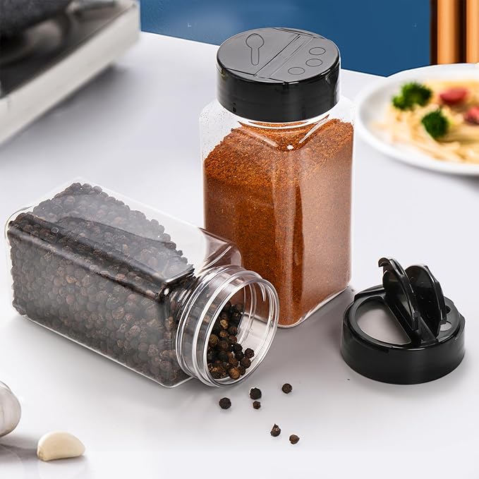 Bekith 16 Pack 9 oz Plastic Spice Jars with Black Cap, Plastic Spice Bottles Empty Seasoning Containers for Storing Spice, Herbs and Powders - Image 6