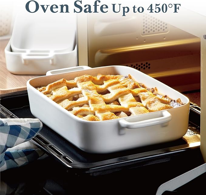 ONEMORE Casserole Dishes for Oven,9.5"x15.4" Baking Dishes Set of 4,Ceramic Bakeware Sets with Handles for Cooking, Baking,Serving, Wedding and Gifting, Baking Pan White , Microwave & Dishwasher Safe(7.5"/11.2"/13.4"/15.4") - Image 5