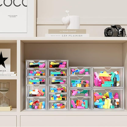ARSTPEOE Makeup Acrylic Organizer with 17 Drawers(4 Sets), Desk Organizers and Accessories, Clear Makeup Organizer, Dustproof Storage Drawers for Office Art Craft Supplies - Image 5