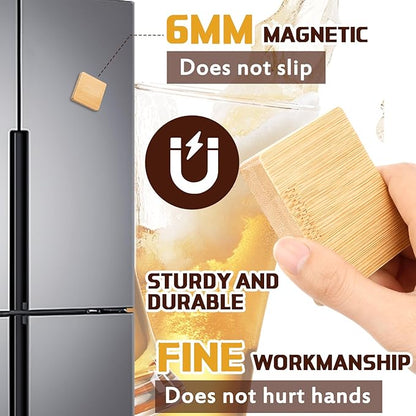 Vesici 24 Pcs Magnetic Bottle Opener 2.5in DIY Bamboo Square Shape Beer Openers Wooden Fridge Magnet Refrigerator Sticker Gift for Beer Lover Wedding Guest Kitchens Bars Parties - Image 3