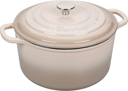 VORRINGARD Enameled Cast Iron Dutch Oven Pot with Lid, for Sourdough Bread Baking, Round Dutch Ovens, 4.5 Quart, Latte - Image 7