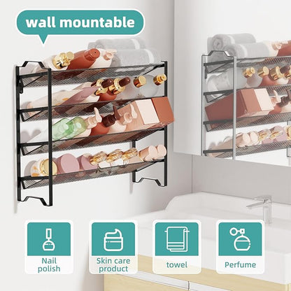 Simple Trending 2 Pack 4 Tier Spice Rack Organizer,Stackable Kitchen Counter Shelves,for Cabinet,Countertop,Pantry, Door or Wall Mount, Metal Mesh,Jars not Included, Black - Image 6