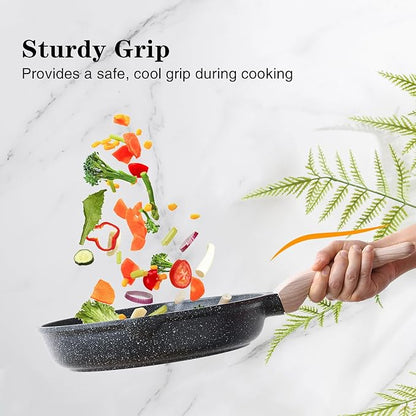 Kordisen Nonstick Frying Pan Set, 3 Piece Skillet Set, Healthy Induction Cooking Pan, Stay-Cool Handle, Compatible with All Stovetops, PFOA Free (8, 9.5, 11 Inch) - Image 7