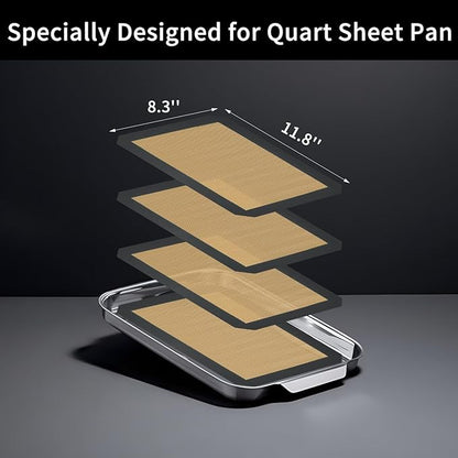 Small Silicone Baking Mats, Set of 4,11-4/5x8-1/4 Inch Quarter Sheet Size, Non Stick, BPA Free, 1/4 Baking Sheet Pan Liner for Cookies, Macaron, Bread, Pastry, Toaster (Grey) - Image 2