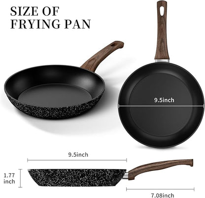 Frying Pan Nonstick - 9.5 Inch Frying Pan,Non Stick Skillet Egg Omelette Pan, Black Nonstick Non Toxic Cooking Pan,Oven Safe, Induction Compatible, PFOA Free - Image 6