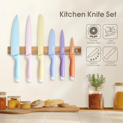Knife Set, 13 PCS Kitchen Knives Set with Nonstick Ceramic Anti-Rust Coating, Stainless Steel Chef Knife Sets with 6 Blade Guards, Dishwasher Safe, House Warming Gifts New Home - Image 6