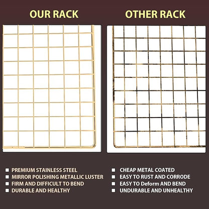 BRIOUT Cooling Rack for Baking, 16x10 Inches Baking Rack, Thick Wire Cookie Rack for Cooking, Roasting, Grilling, Drying, Oven Safe, Fits Half Sheet Pan, Gold - Image 4