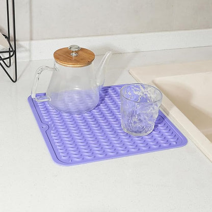 MicoYang Silicone Dish Drying Mat for Multiple Usage,Easy clean,Eco-friendly,Heat-resistant Silicone Mat for Kitchen Counter or Sink,Refrigerator or Drawer liner Light Purple M 12 inches x 12 inches - Image 5