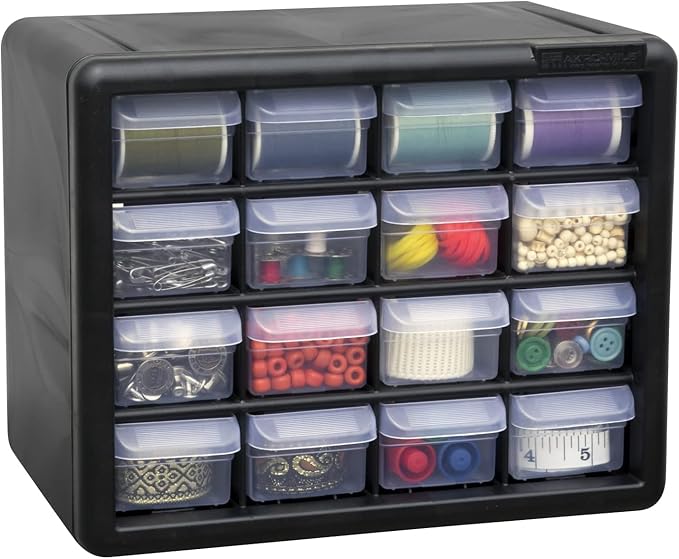 Akro-Mils 16-Drawer Plastic Storage Cabinet | 10-1/2 x 6-1/2 x 8-1/2 Inch | Black | Model 10116 | Garage Organization - Image 18