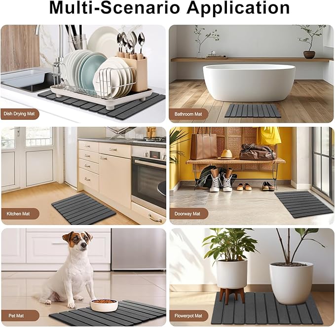 Stone Drying Mat for Kitchen Counter,24"x16" Large Dish Drying Mat,Stone Bath Mat,Quick Drying Fast Absorbent Diatomaceous Drying Matt Kitchen Counter for Dishes Bottles Cups Bathroom Any Countertop - Image 6