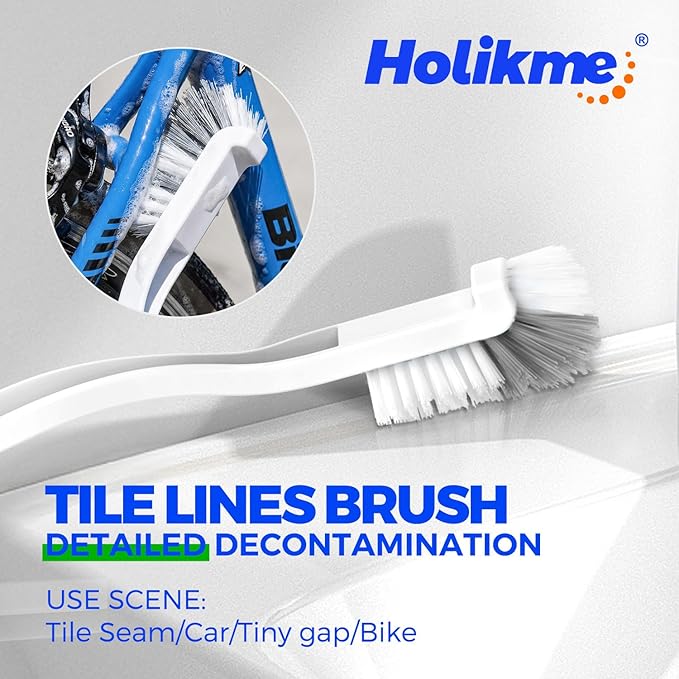 Holikme 7 Pack Deep Cleaning Brush Set, Scrub Pads with Scraper Tip for Pool Walls, Bathroom, Grout, Floor, Bike, Tub, Shower, Kitchen Surface (Green) - Image 5