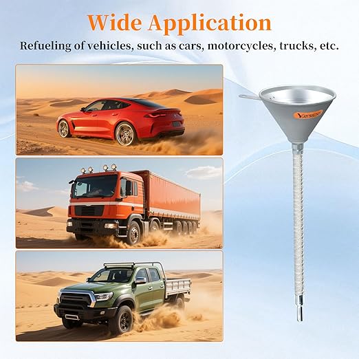 14.84" Steel Bendable Spout Funnel with Filter for All Automotive Oils, Metal Flexible Long Funnels for Automotive Use for Transmission Fluid, Diesel Fuel, and Other Liquids, with Gloves - Image 5