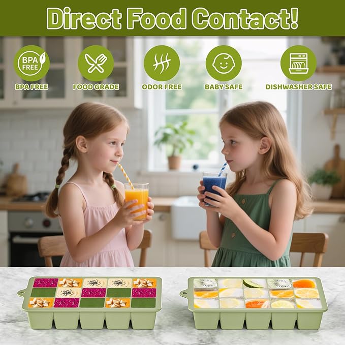 Silicone Ice Cube Tray 3 Pack - EASY RELEASE ice cube tray with lid, BPA Free Ice Cubes Trays for Freezer,ice cube mold for Cocktail,Whiskey (Blue+Pink+Green) - Image 3