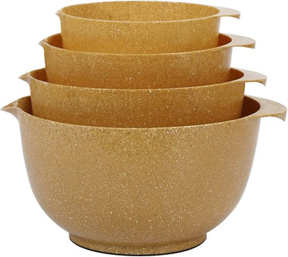 BoxedHome Dressing Bowl Set Red Pine Fiber Salad Bowls Non-Slip Stackable Kitchen Bowls 4 Piece Set Purely natural, made of natural fibers(Deep yellow) by BoxedHomeProducts