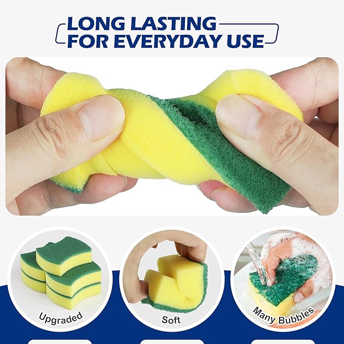 300 Pack Kitchen Cleaning Sponges, Eco Non-Scratch for Dish,Scrub Sponges. - Image 2