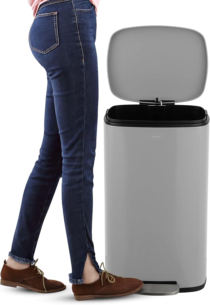 happimess HPM1011D Curtis 8-Gallon Step-Open Trash Can, Fingerprint Resistant, Modern, Minimalistic for Home, Kitchen, Laundry Room, Office, Bedroom, Bathroom, Fog Gray - Image 6