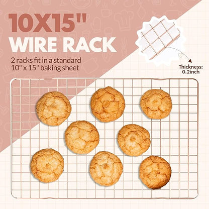 2 PCS Cooling Racks for Cooking and Baking, 15x10 Inches Stainless Steel Cooling Rack, Sheet Pan with Wire Rack for Baking Sheet, Bacon Rack Oven Safe Fits Jelly Roll Sheet Pan - Image 2
