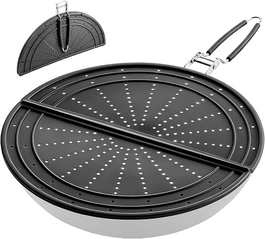 Snowyee Foldable Splatter Screen for Frying Pan, Silicone Grease Splatter Guard Include 3 Different Size 13/11.42/9.84 inch or 33/29 / 25 cm for Kitchen Cooking Pan Cover (1 Piece/Black) by Snowyee