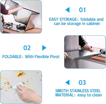 4 Sided Splatter Guard for Frying Stove Top Stainless Steel Splatter Screens for Fine Mesh Oil Splash Guard Anti Splatter Shield Guard - Image 3