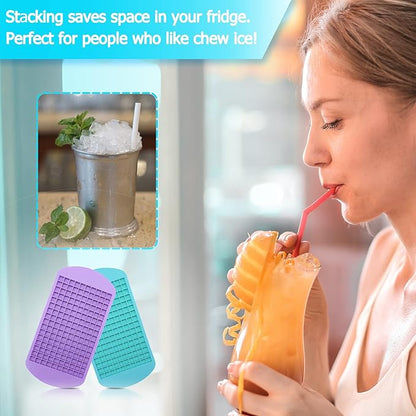 Silicone Mini Ice Cube Trays 2 Pack, 160 Small Ice Cube Molds Easy Release Crushed Ice Cube for Chilling Whiskey Cocktail, BPA Free Flexible Stackable and Durable Soft Mold Storage Containers - Image 7