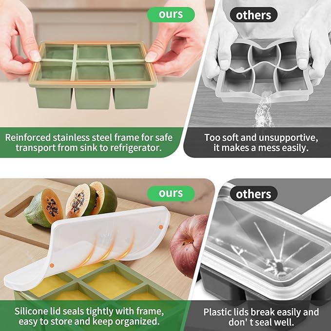 Large Ice Cube Tray for Whiskey: FDDBI Silicone Ice Cube Trays with Lid - 2Pack Big Square Old Fashioned Ice Cube Maker for Cocktail - 2inch Huge Cubed Ice Trays for Whisky - Image 3