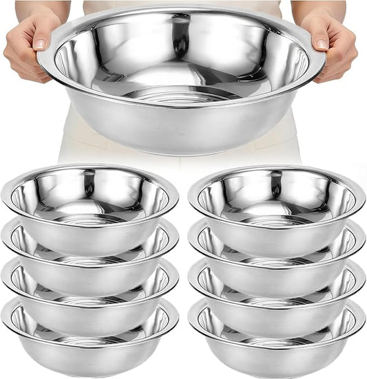8 PCS Stainless Steel Mixing Bowls 13 Inch 8 Qt Extra Large Metal Basin with Mirror Finish, Heavy-Duty Salad Dough Bowl Kitchen Prep Bowl Dishwasher Safe Dish Tub for Home & Commercial Cooking