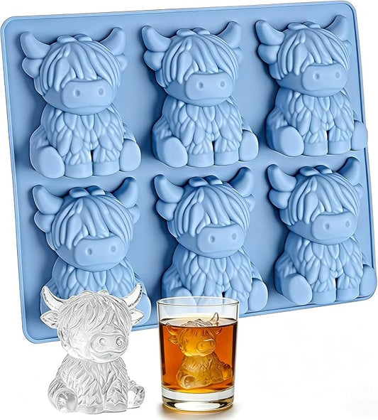 Mini Highland Cow Shape Mold, 3D Highland Cow Ice Cube Mold for Whiskey, Cocktails & Chocolate, Fun Novelty Gift for Friends