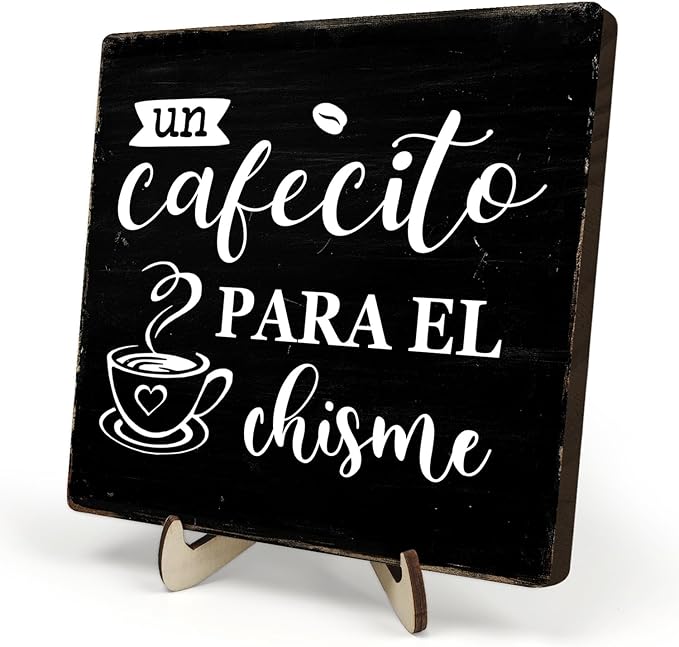 Vintage Coffee Bar Wooden Plaque Desk Sign, Farmhouse Wood Plaque Tabletop Decor for Cafe Bar Kitchen Office,Coffee Station Accessories 5.9x5.9Inch(Coffee- Black) by DMADNF