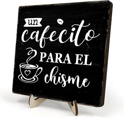Vintage Coffee Bar Wooden Plaque Desk Sign, Farmhouse Wood Plaque Tabletop Decor for Cafe Bar Kitchen Office,Coffee Station Accessories 5.9x5.9Inch(Coffee- Black) by DMADNF
