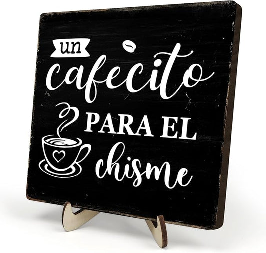 Vintage Coffee Bar Wooden Plaque Desk Sign, Farmhouse Wood Plaque Tabletop Decor for Cafe Bar Kitchen Office,Coffee Station Accessories 5.9x5.9Inch(Coffee- Black) by DMADNF
