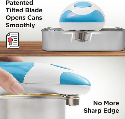 Kitchen Mama Auto Electric Can Opener: Open Your Cans with A Simple Press of Button - Automatic, Hands Free, Smooth Edge, Food-Safe, Battery Operated, YES YOU CAN (Sky Blue) - Image 3