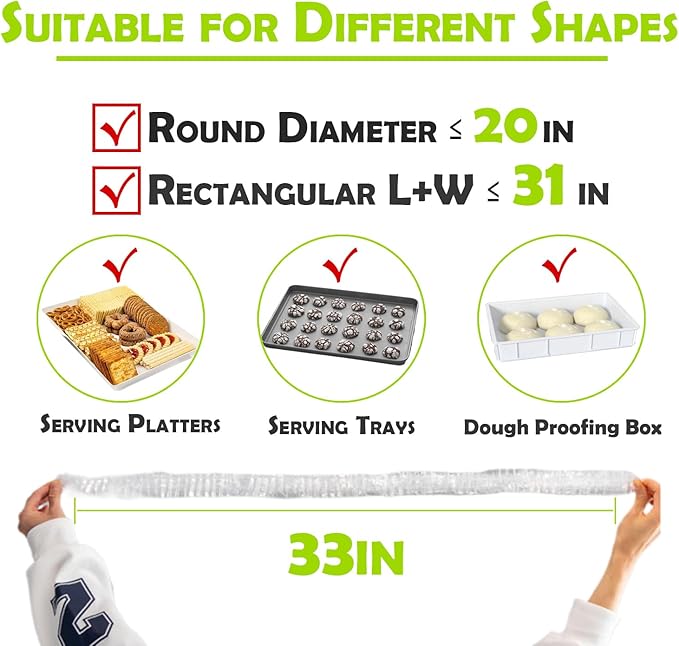 100 Extra Large Bowl Covers For Bread Proofing,Fits Bowl up to 20",Sheet Pan Covers, Elastic Reusable Plastic Bowl Cover For Baking Tray/Pizza Dough Proofing,Outdoor Food Fresh Keeping Bags, BPA Free - Image 2