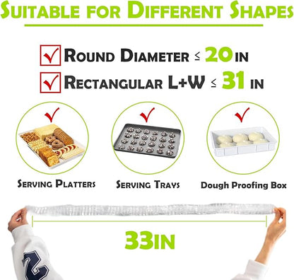 100 Extra Large Bowl Covers For Bread Proofing,Fits Bowl up to 20",Sheet Pan Covers, Elastic Reusable Plastic Bowl Cover For Baking Tray/Pizza Dough Proofing,Outdoor Food Fresh Keeping Bags, BPA Free - Image 2