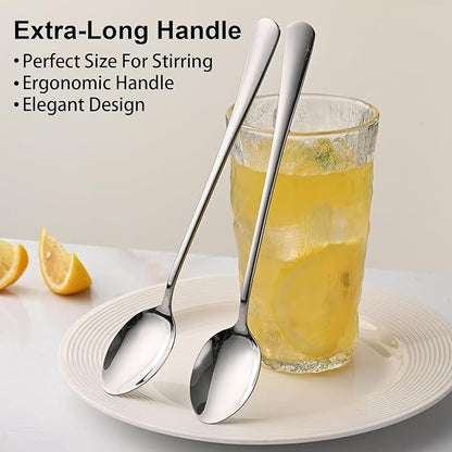 DEHOV 7.5 Inches Stainless Steel Iced Tea Spoons,Set Of 8 Long Stirring Spoons For Coffee,Cocktail,Ice Cream,Long Handle Iced Teaspoons,Latte Spoons For Mixing - Image 4