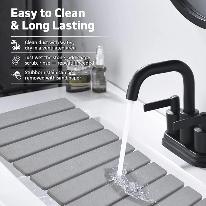 Stone Dish Drying Mats for Kitchen Counter, 24"(L)×16"(W), Drying Collapsible Dish Drying Mat, Eco-Friendly Absorbent Diatomaceous Earth Mats for Dishes Bottles Cups, Match Any Countertop - Image 6
