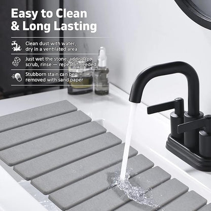 Stone Dish Drying Mats for Kitchen Counter, 24"(L)×16"(W), Drying Collapsible Dish Drying Mat, Eco-Friendly Absorbent Diatomaceous Earth Mats for Dishes Bottles Cups, Match Any Countertop - Image 6