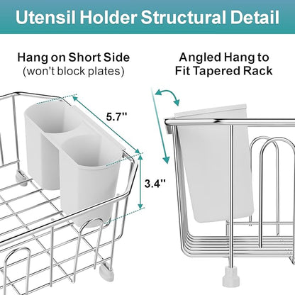GSlife Mini in Sink Dish Drying Rack - Stainless Steel Small Dish Drainer for RV Kitchen Apartment Sink, 9.5" W x 13.4" L, White Utensil Holder - Image 7